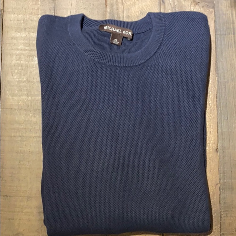 MICHAEL KORS Mens Navy Blue Sweater